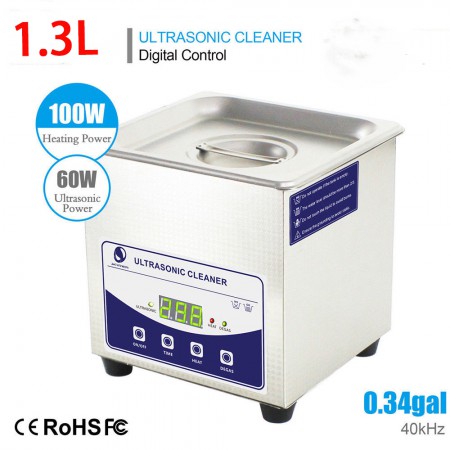 Roestvrij Staal 1.3L Industrie Ultrasone Reiniger Verwarming w / Timer Sieraden Bril