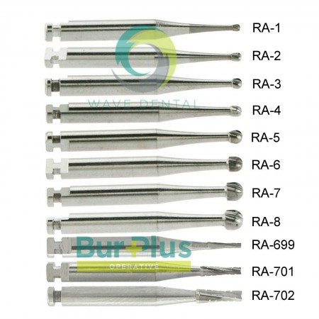 10st / 2 verpakkingen Dental Operative Carbide beurs Round Taper Fissure Latch Midwest LA RA 22mm