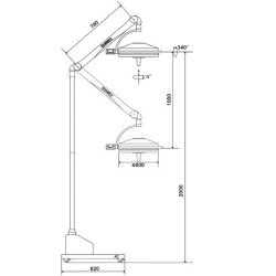 KWS KD-2036D-3 108W Mobiel Operatielamp Staand LED Schaduwloze lamp Chirurgisch Medisch Onderzoekslicht