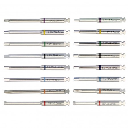 Implantaat‑schroevendraaiers hex implantaat abutment‑drivers RVS lang en kort Implantaat‑schroevendraaiers hex implantaat abutment‑drivers RVS lang en kort