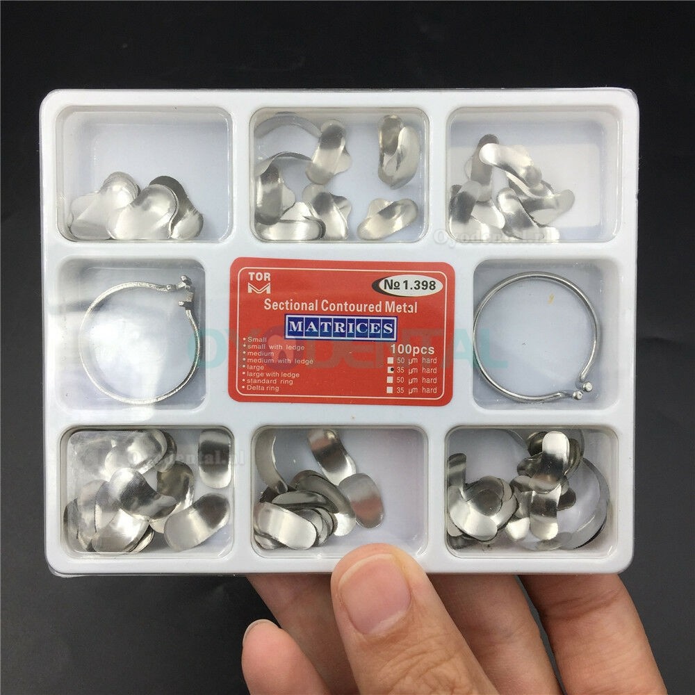 100 Pcs Dental Matrix Sectional ContouRood Metalen matrices No.1.398lmws 35 Um Hard