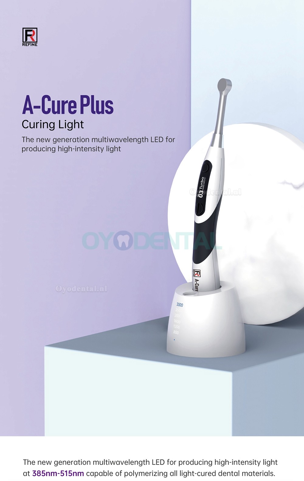 Refine A-Cure Plus LED Draadloze Uithardingslamp met Lichtmeter & Cariës detectie