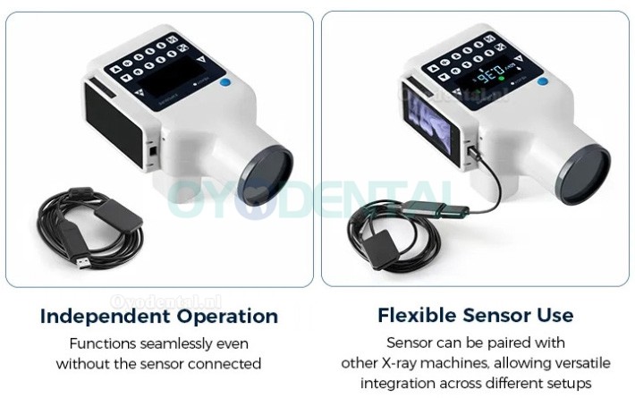 Draagbare digitale tandheelkundige röntgenunit met ingebouwd scherm en intraorale sensor