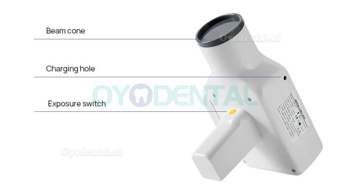 Draagbare digitale tandheelkundige röntgenunit met ingebouwd scherm en intraorale sensor