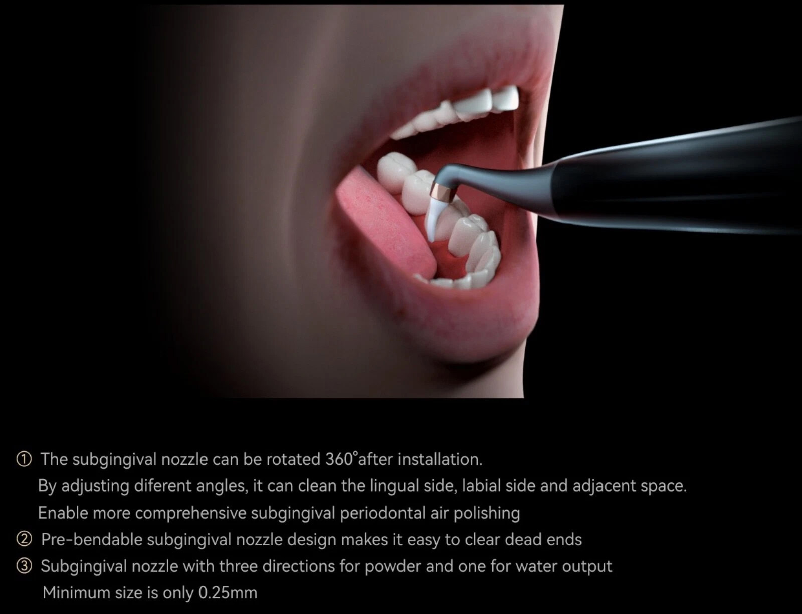 Woodpecker AP‑H Plus Dental Airflow‑polijststuk Prophy‑handstuk Supragingivaal en Subgingivaal