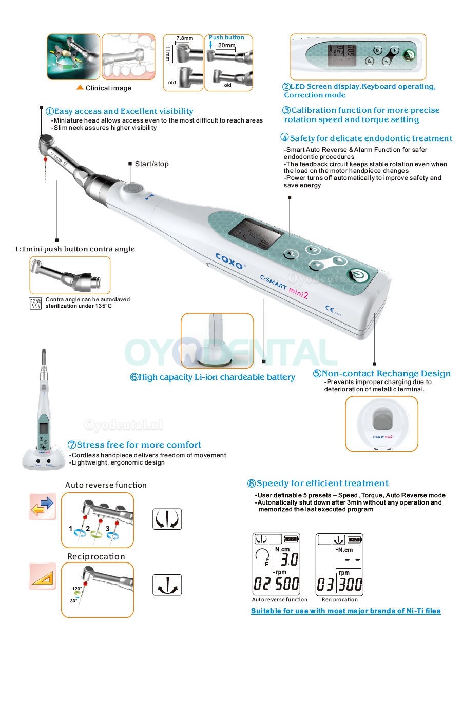 YUSENDENT COXO C-Smart Mini2 draadloze endodontische micromotor Endo handstuk