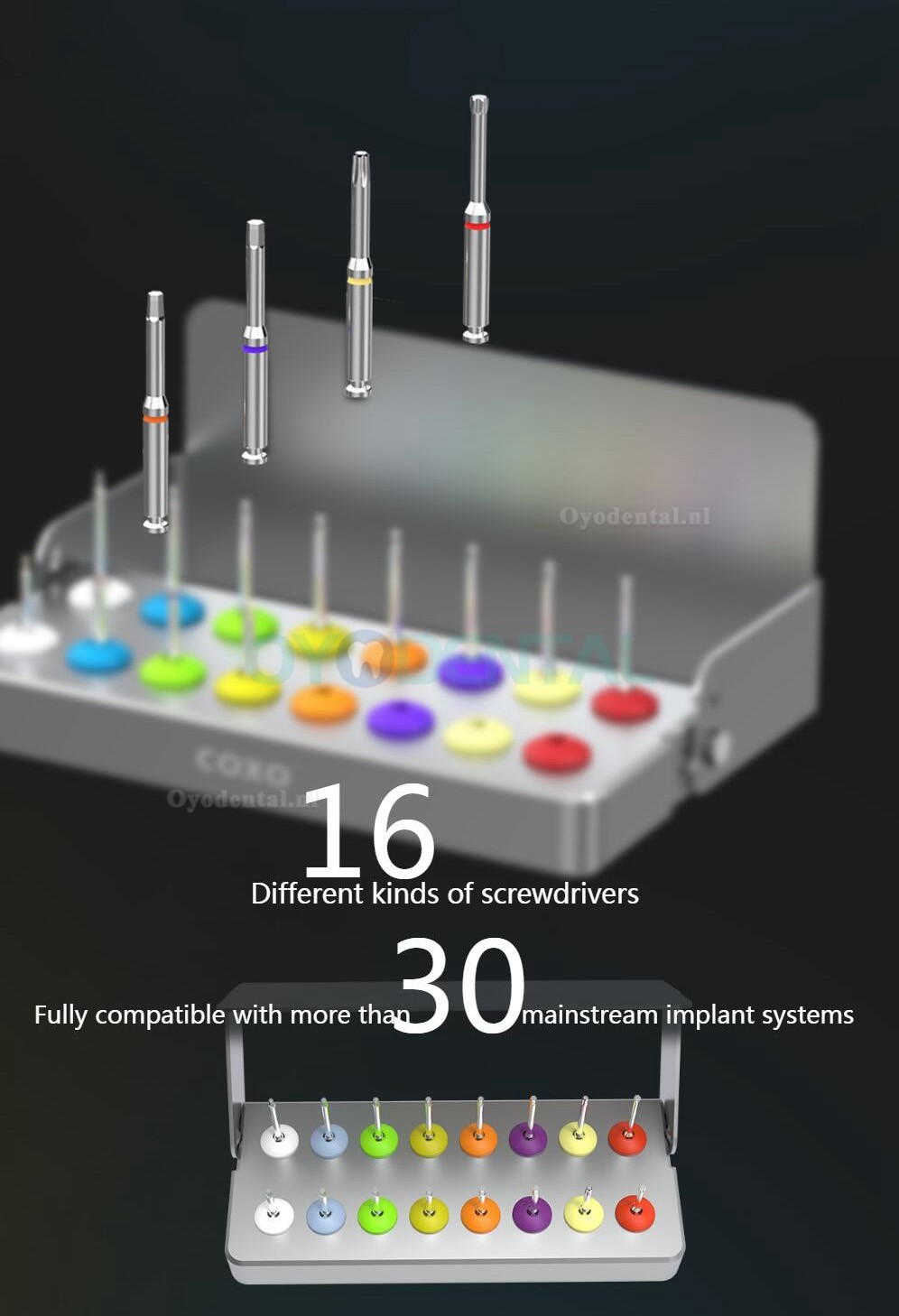 YUSENDNET COXO C-TW1 Implantaat momentsleutel Universele implantaat momentsleutelset met 16 schroevendraaiers