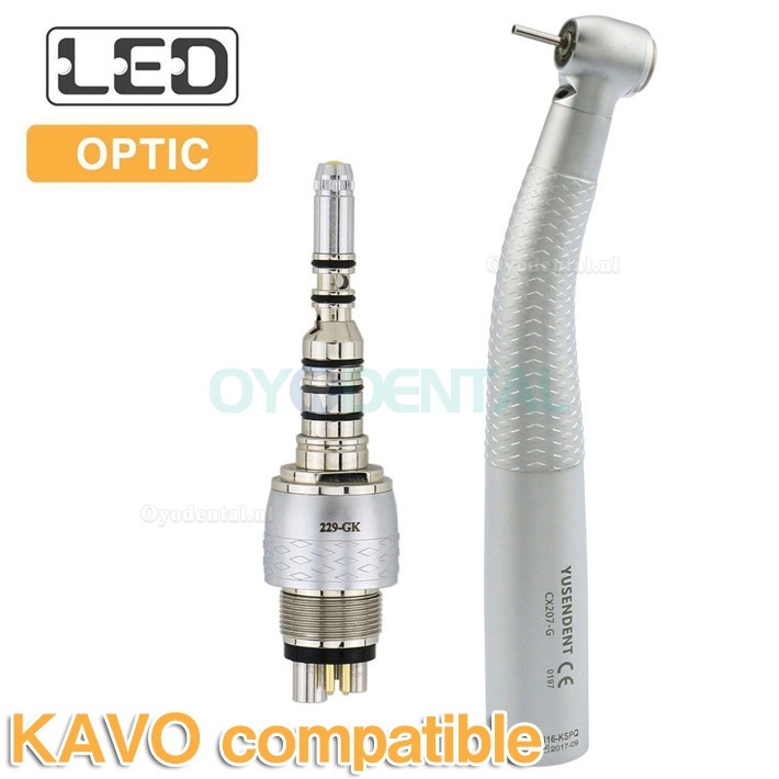 YUSENDENT® CX207-GK-PQ glasvezel turbine handstuk KAVO-compatibel (koppeling x1 + turbine handstuk x3)