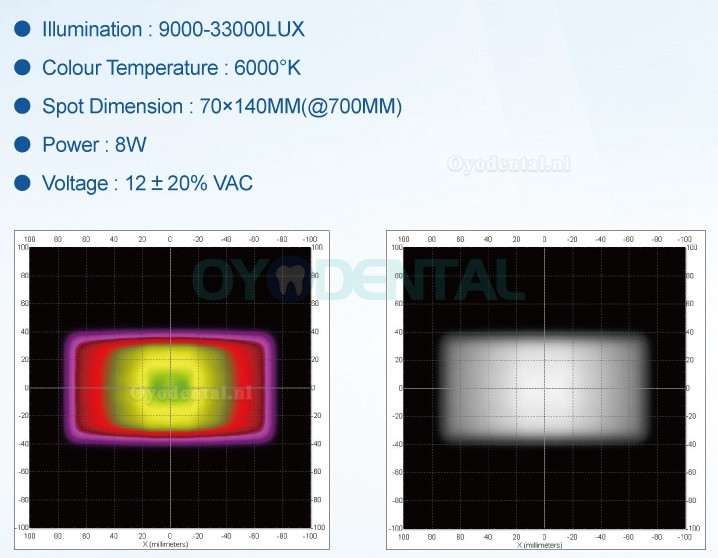 Plafondgemonteerde tandartslamp Orale LED-operatielamp Examenschaduwloze 6 LED-lens met arm