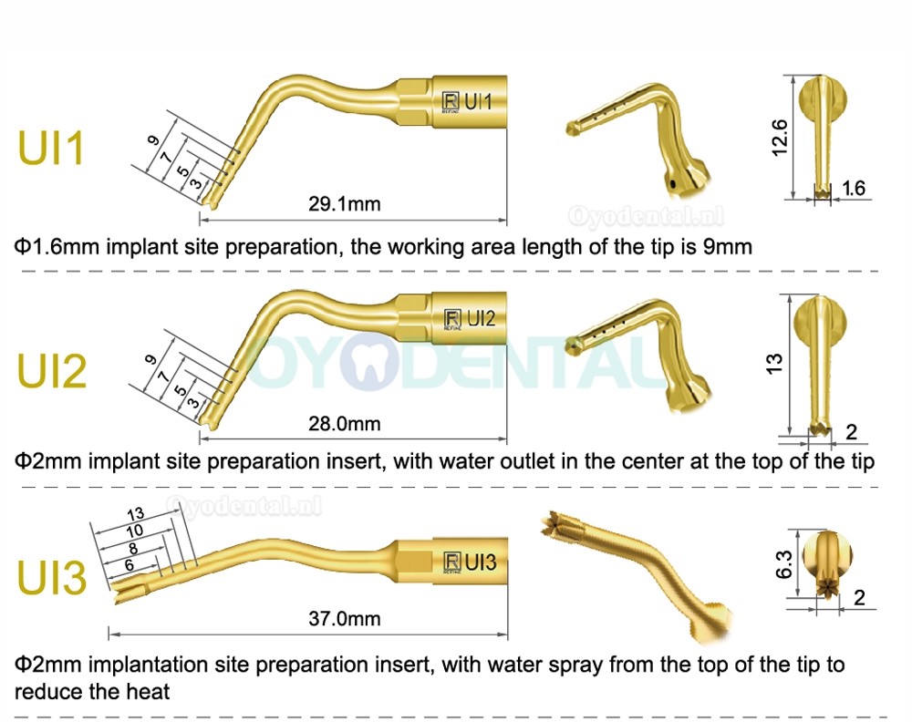 1Pcs Tips voor tandheelkundige piëzochirurgie voor botsnijden sinus lifting implantaat Ul1 UI2 UI3 UI4 UI5 compatibel met Mectron Woodpecker