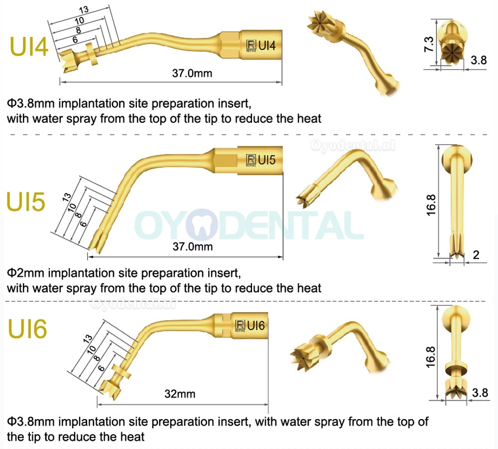 1Pcs Tips voor tandheelkundige piëzochirurgie voor botsnijden sinus lifting implantaat Ul1 UI2 UI3 UI4 UI5 compatibel met Mectron Woodpecker