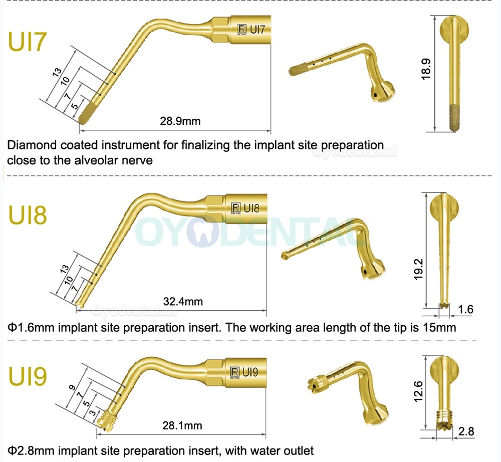 1Pcs Tips voor tandheelkundige piëzochirurgie voor botsnijden sinus lifting implantaat Ul1 UI2 UI3 UI4 UI5 compatibel met Mectron Woodpecker