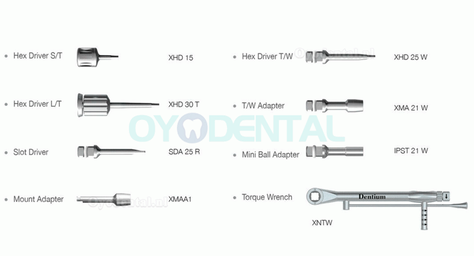 Dentium XIP Tandprothese Restauratie Hand Bestuurder Instrumentenset implantaat met Momentsleutel Drivers