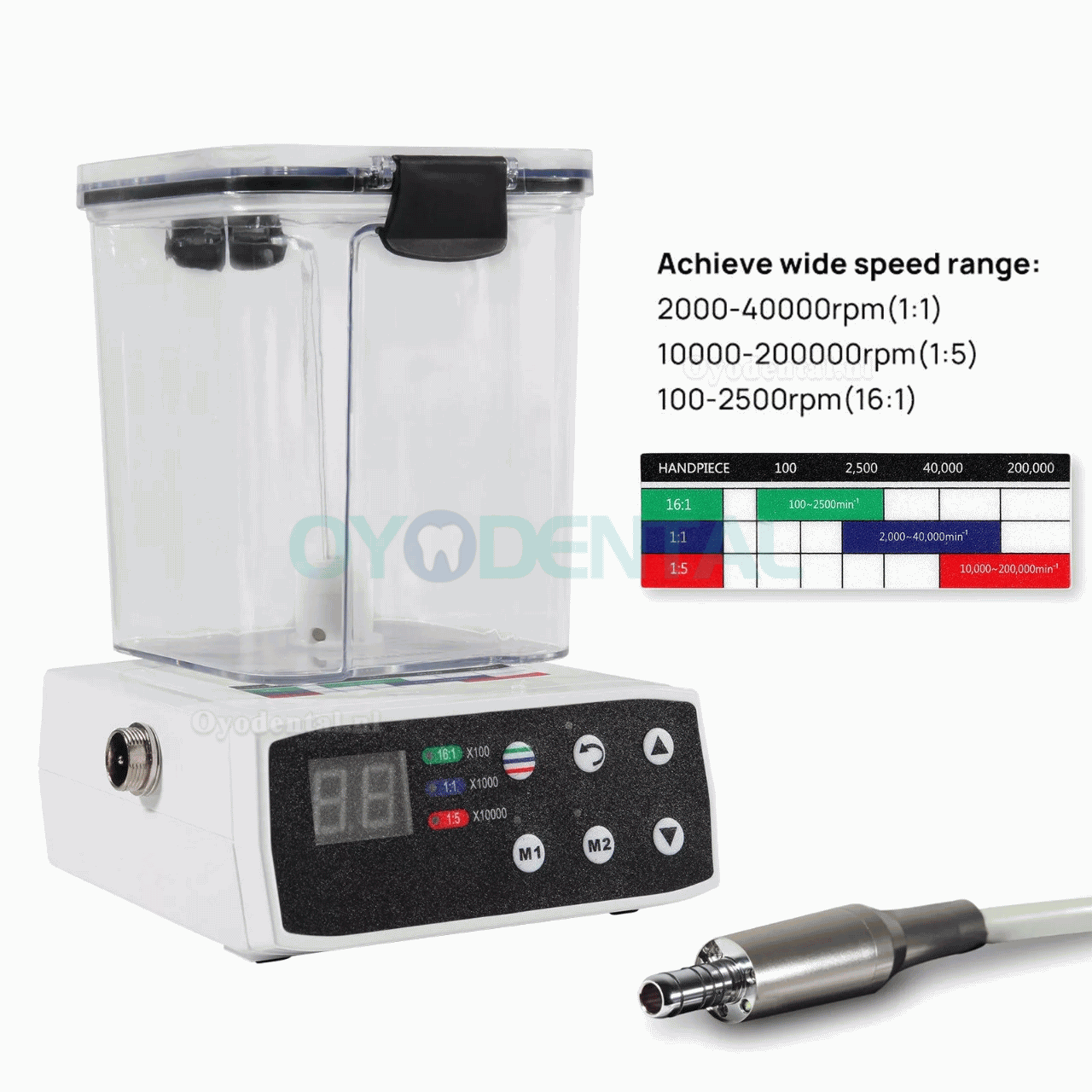 Borstelloze elektrische tandheelkundige motor compatibel met 1:5 / 1:1 / 16:1 hoekstuk met waterfles
