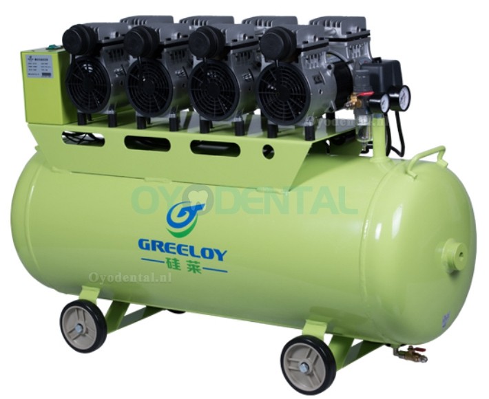 Greeloy GA-64 Zuigertype Stille olievrije luchtCompressor die 6 tandartsstoelen / 2400W 120L tandheelkundige luchtcompre
