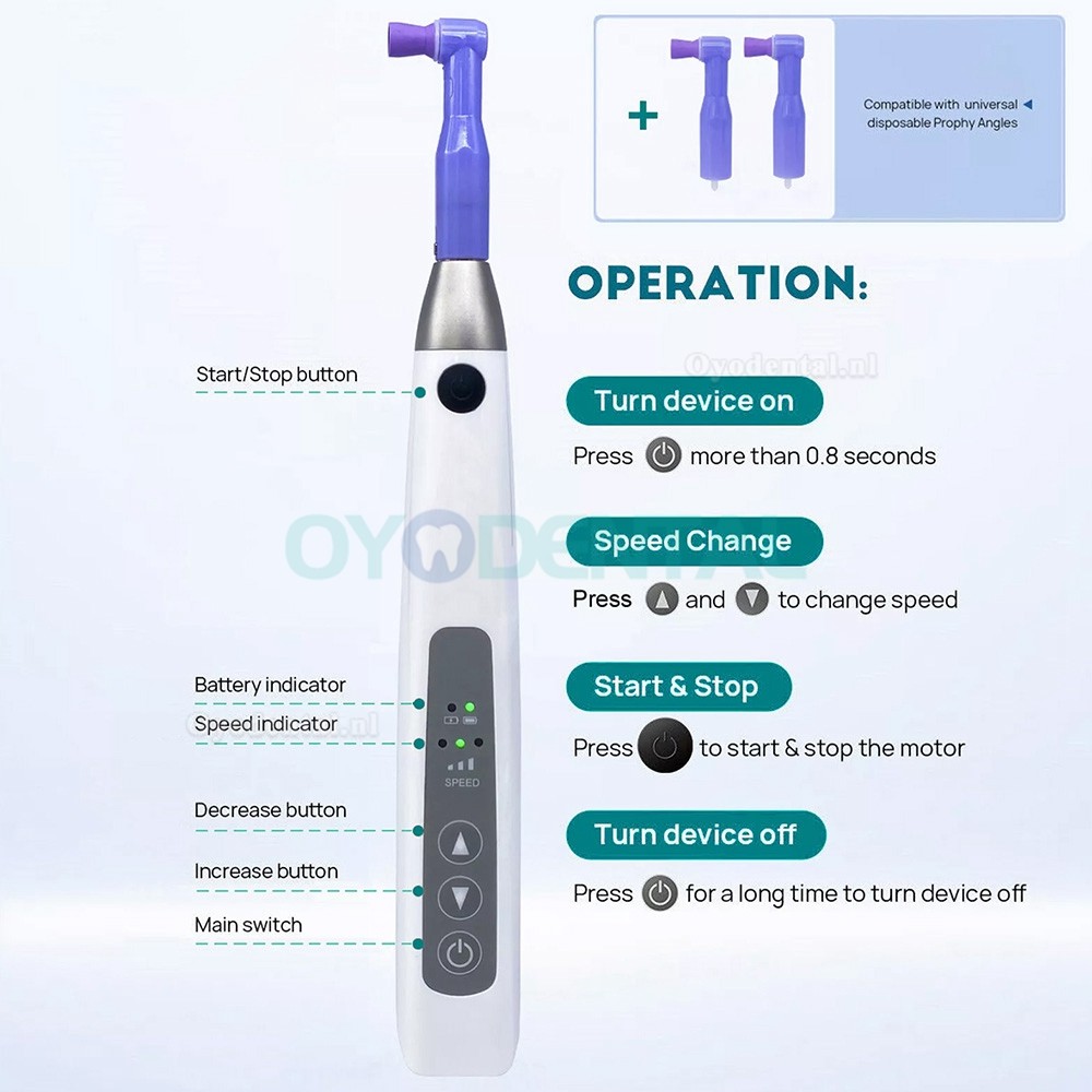 I-Prophy Elektrische draadloze tandheelkundige hygiëne profylaxe handstuk 360° draaibaar I-Prophy Elektrische draadloze tandheelkundige hygiëne profylaxe handstuk 360° draaibaar