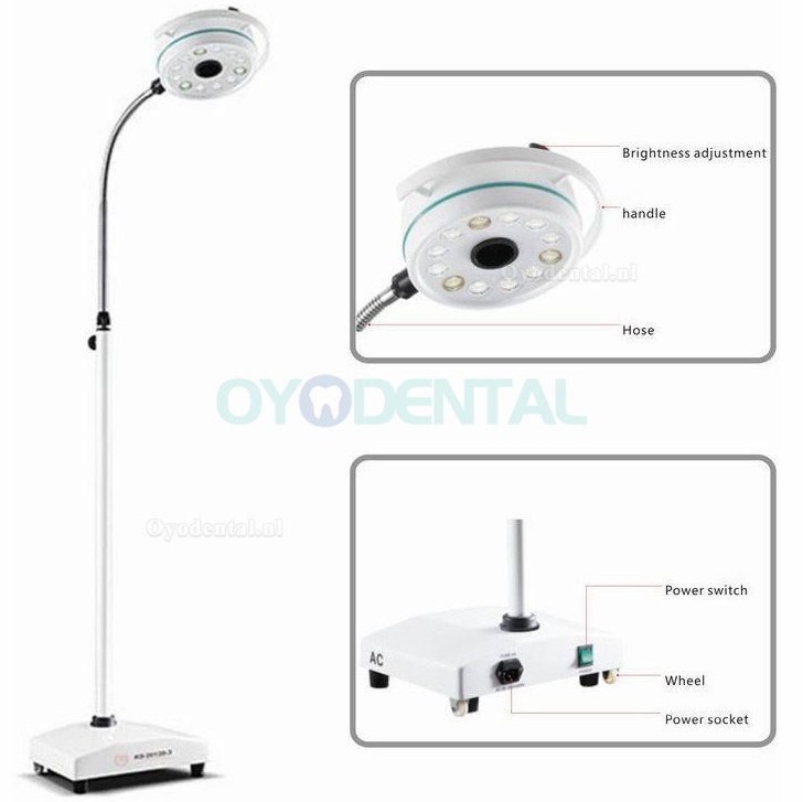 KWS® KD-2012D-3 Mobiele tandheelkundige chirurgische lamp LED Schaduwloze Operatielamp Vloerstandaard