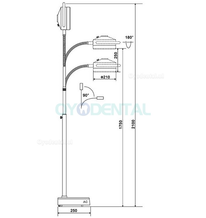 KWS® KD-2012D-3 Mobiele staand tandheelkundige chirurgische lamp LED Schaduwloze Operatielamp Vloerstandaard