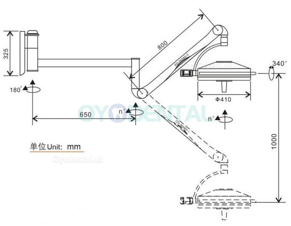 KWS KD-2036D-1 108W Muur Opknoping Schaduwloze Lamp Chirurgisch Medisch Onderzoek Licht