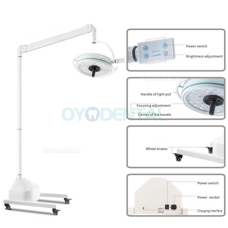 KWS KD-2036D-3 108W Mobiel Operatielamp Staand LED Schaduwloze lamp Chirurgisch Medisch Onderzoekslicht