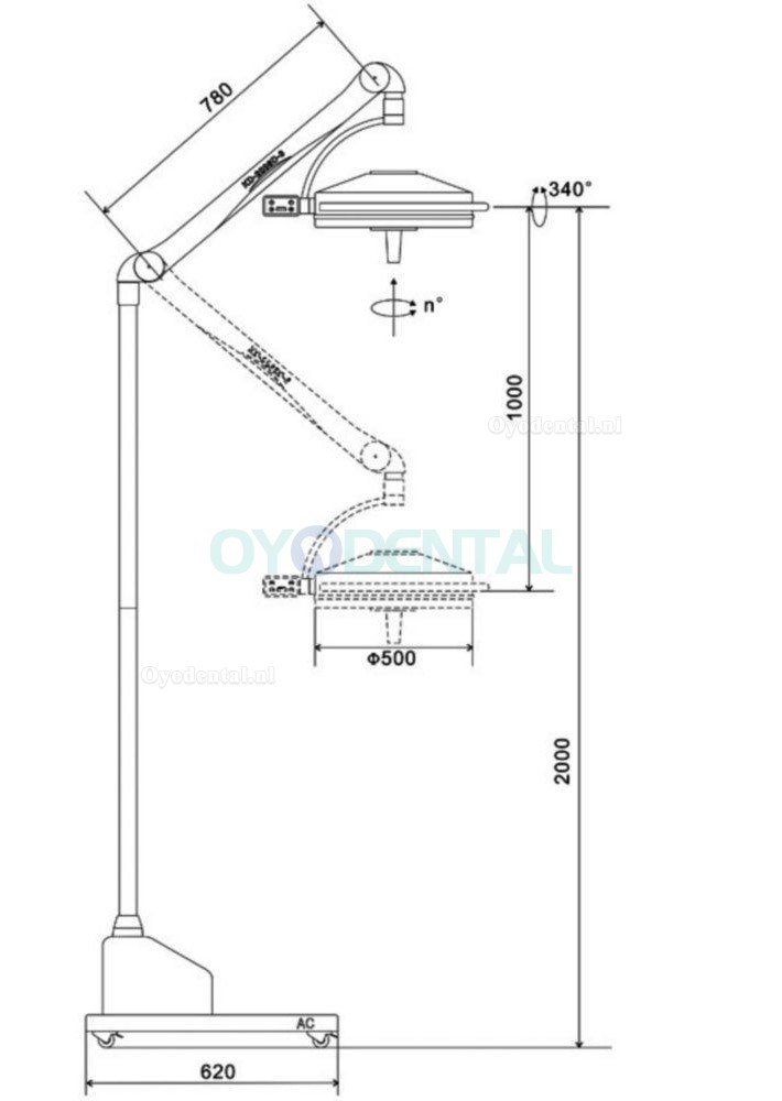 KWS KD-2036D-3 108W Mobiel Operatielamp Staand LED Schaduwloze lamp Chirurgisch Medisch Onderzoekslicht