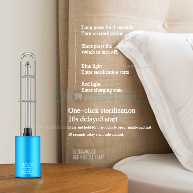 Oplaadbare draagbare UV + Ozonet desinfectielamp Huis Auto Slaapkamer