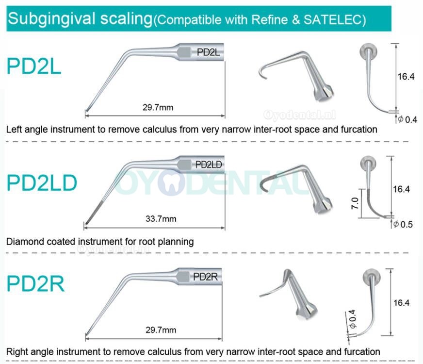 Refine Ultrasone scaler tips P10 P11 P12 P14L P18 P20 P20L P20R P21 22 LR compatibel met Woodpecker EMS