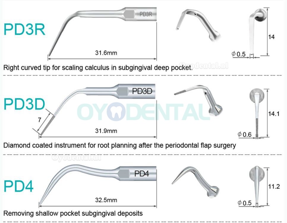 Refine Ultrasone scaler tips P10 P11 P12 P14L P18 P20 P20L P20R P21 22 LR compatibel met Woodpecker EMS