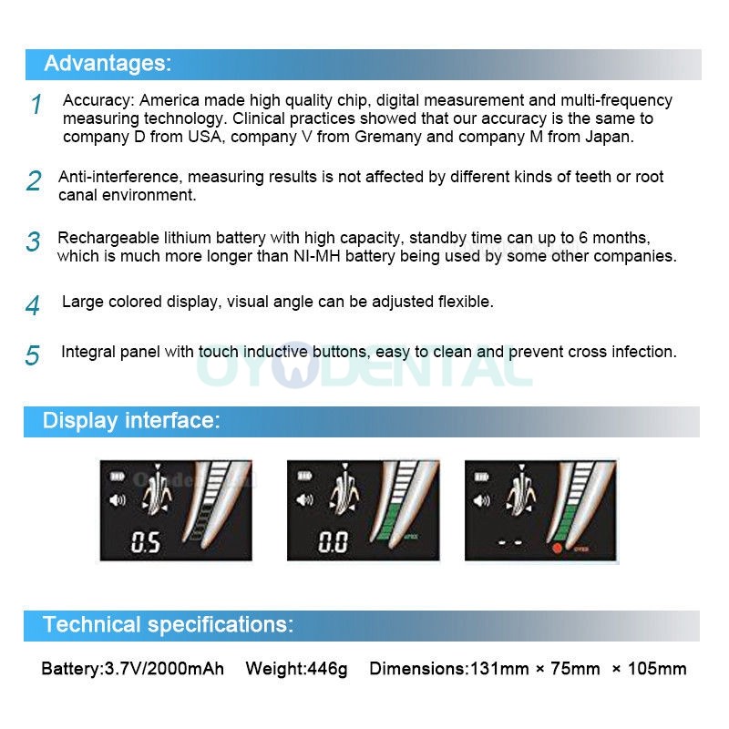 RebomEndo 4.5 LCD Wortelkanaalbehandeling Apex Locator Endodontologie Finder RPEX 6