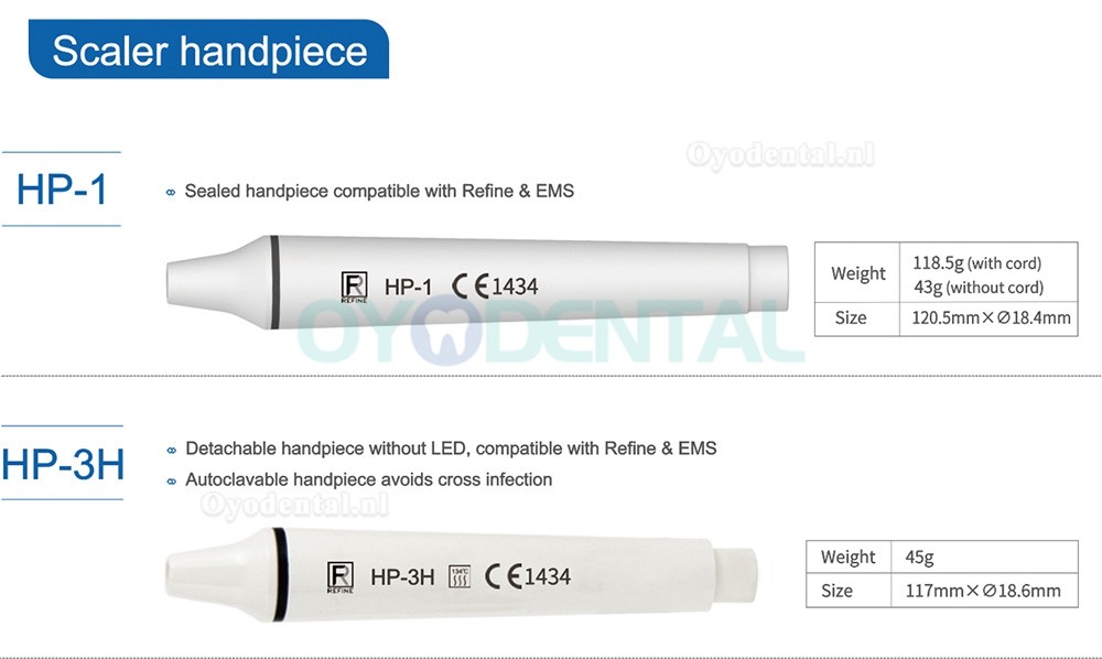 Refine Dental LED ultrasone scaler Handstuk compatibel met Refine & EMS