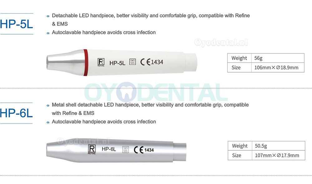Refine Dental LED ultrasone scaler Handstuk compatibel met Refine & EMS