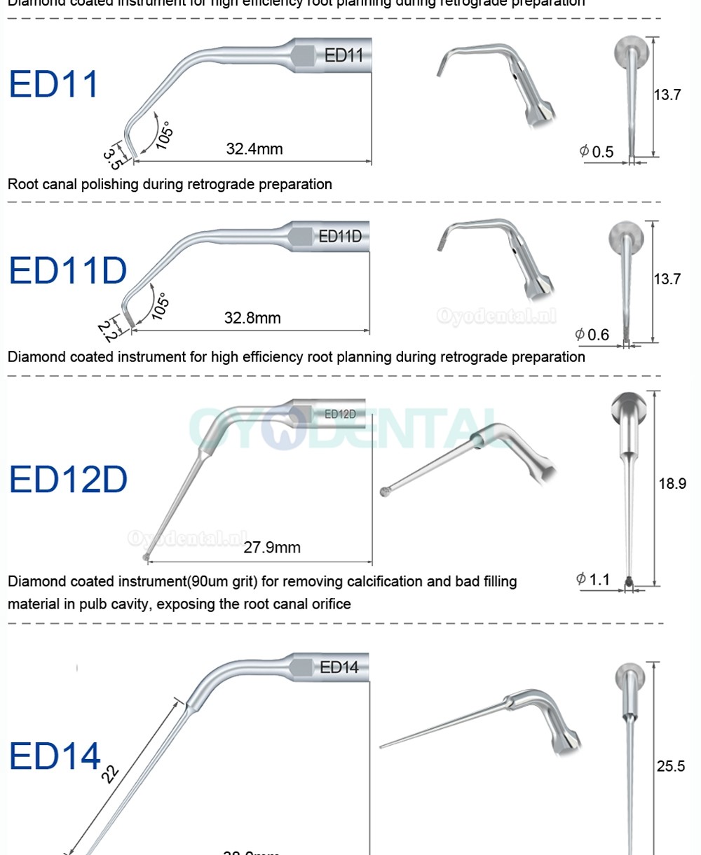 Refine Ultrasone scaler tips ED1 ED2 ED3 ED4 ED5 ED6 ED7 ED8 ED9 ED10 ED11 ED14 ED15 compatibel met SATELEC NSK DTE