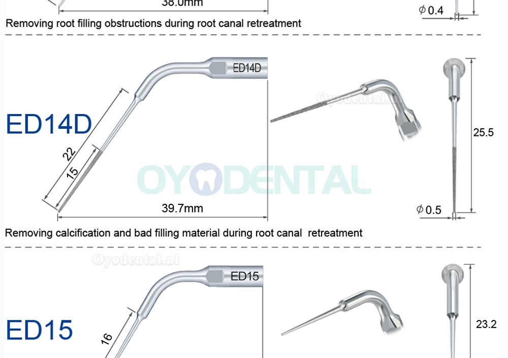 Refine Ultrasone scaler tips ED1 ED2 ED3 ED4 ED5 ED6 ED7 ED8 ED9 ED10 ED11 ED14 ED15 compatibel met SATELEC NSK DTE