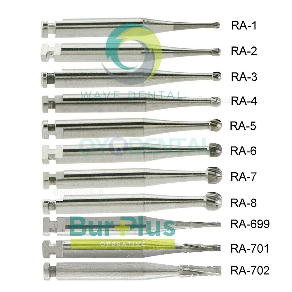 10 Stks/2 pakken Dental Operatieve Carbide Boor Ronde Taper Kloof Klink Midwest LA RA 22mm