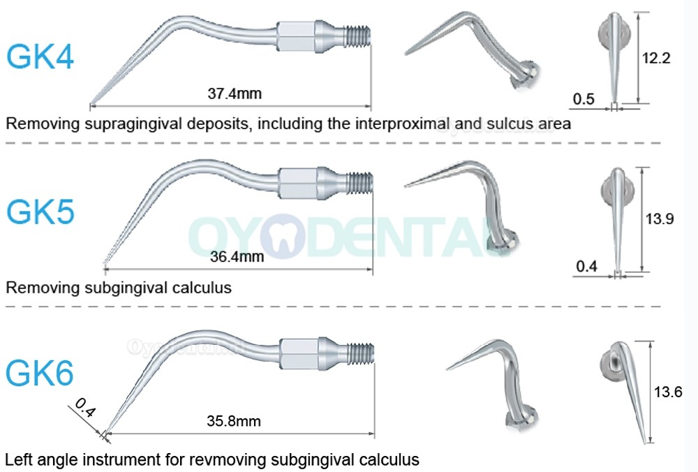 5Pcs Ultrasoon tips GK1 GK2 GK3 GK4 GK5 GK6 GK7 GK12 GK14 GK16 compatibel met KAVO SONICflex scaler handstuk