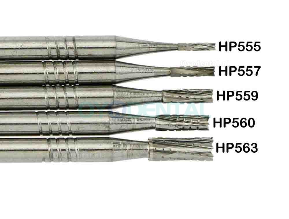 5 Pakken Tand Rechte Vlakke Beëindigen Crosscut Carbide Polijstboren Met lage snelheid HP 555 556 560 563