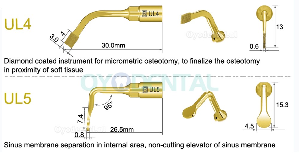 1Pcs Tips voor piëzochirurgie tandarts bot snijden sinus tillen UL1 UL2 UL3 UL4 UL5 compatibel met Mectron Woodpecker