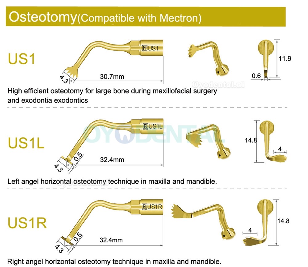 1Pcs Ultrachirurgische tips Bot snijden US1 US1L US1R US2 US3 US4 US5 US6 US7 US11 US12 compatibel met Mectron