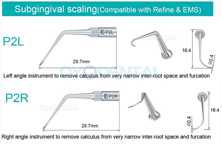 5Pcs Ultrasoon tips P2L P2R P2LD P2RD P5 P6 P7 P8 P10 P11 P12 P14L compatibel met Refine EMS Woodpecker scaler handstuk