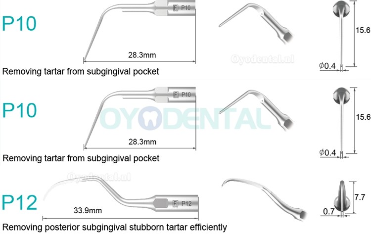 5Pcs Ultrasoon tips P2L P2R P2LD P2RD P5 P6 P7 P8 P10 P11 P12 P14L compatibel met Refine EMS Woodpecker scaler handstuk