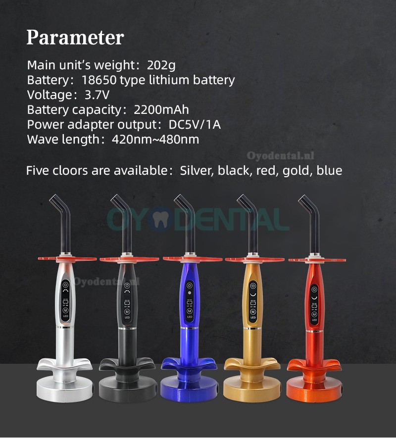 LY® Dental LED Draadloze Uithardingslamp 1500mw 5 kleuren