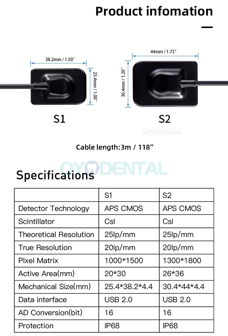 Draagbaar tandheelkundig röntgencamerasysteem en röntgensensor kit