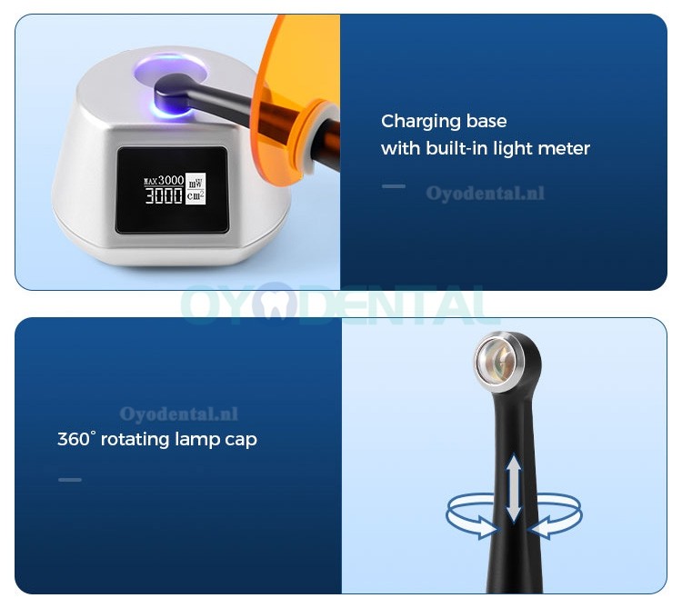 3H X-lite Q6 Tandheelkundige 1 sec draadloze LED-Uithardingslamp tandarts met lichtmeter metalen behuizing