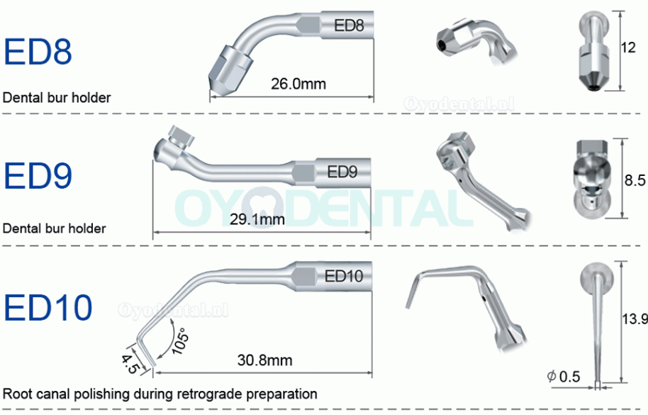 10Pcs Refine Ultrasoon tips E3D E4D E5D E10D E11D E12D E14D E15D compatibel met Woodpecker EMS