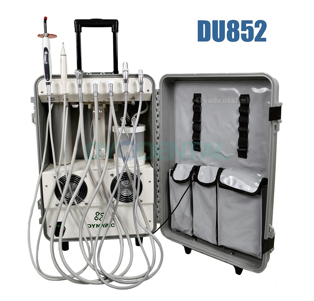 Dynamic® DU852 draagbare tandheelkundige unit met luchtcompressor + ultrasone scaler + uithardingslamp