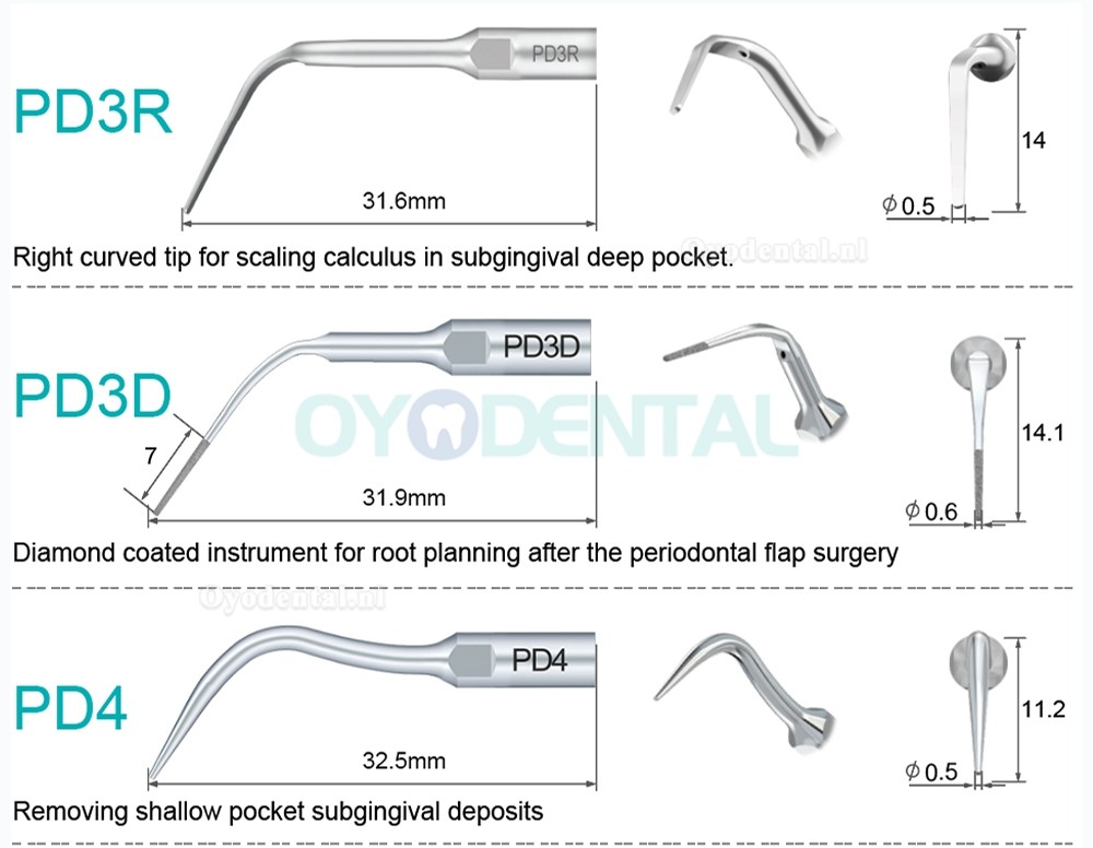 10Pcs Ultrasone scaler tip PD2L PD2LD PD2R PD2RD PD5 PD6 PD7 PD8 PD10 compatibel met Refine SATELEC NSK DTE GNATU