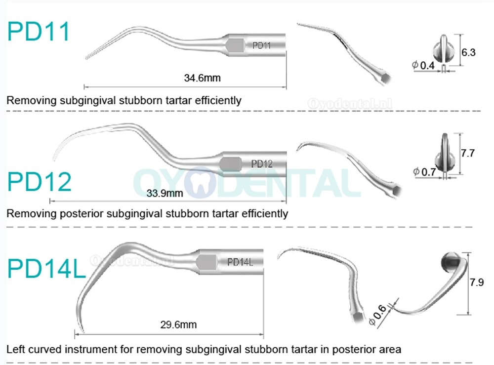 10Pcs Ultrasone scaler tip PD2L PD2LD PD2R PD2RD PD5 PD6 PD7 PD8 PD10 compatibel met Refine SATELEC NSK DTE GNATU