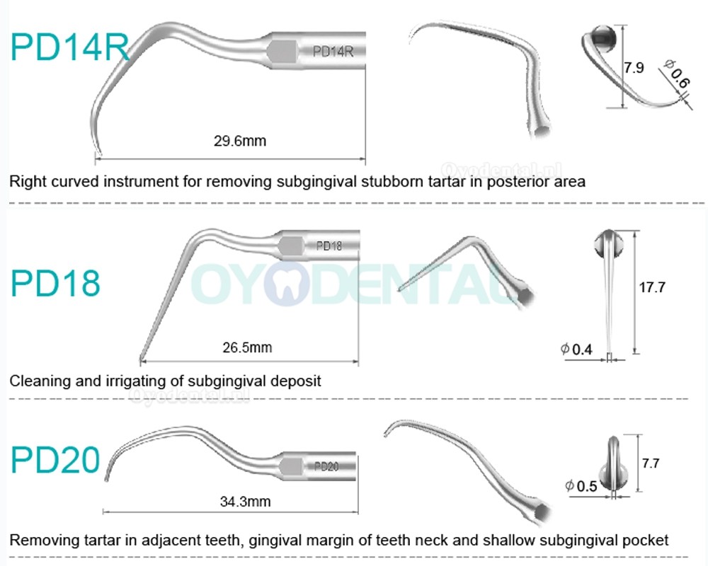 10Pcs Ultrasone scaler tip PD2L PD2LD PD2R PD2RD PD5 PD6 PD7 PD8 PD10 compatibel met Refine SATELEC NSK DTE GNATU