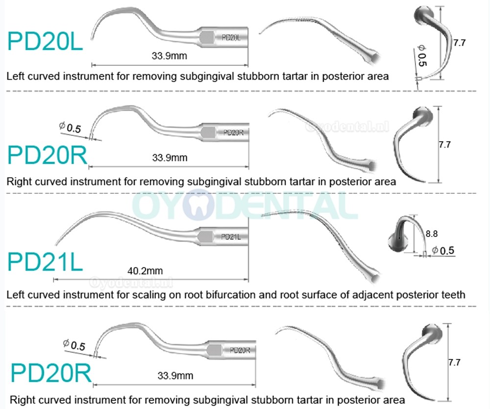 10Pcs Ultrasone scaler tip PD2L PD2LD PD2R PD2RD PD5 PD6 PD7 PD8 PD10 compatibel met Refine SATELEC NSK DTE GNATU