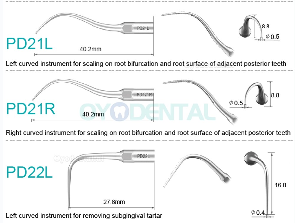 10Pcs Ultrasone scaler tip PD2L PD2LD PD2R PD2RD PD5 PD6 PD7 PD8 PD10 compatibel met Refine SATELEC NSK DTE GNATU